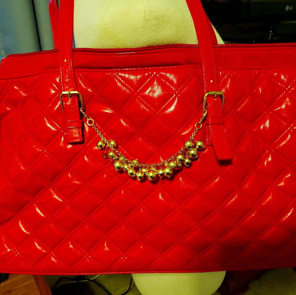 Joy and Iman Red Quilted Large Purse Travel